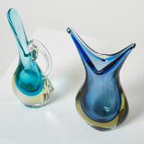 Set of two vases Sommerso glass of Murano 1970