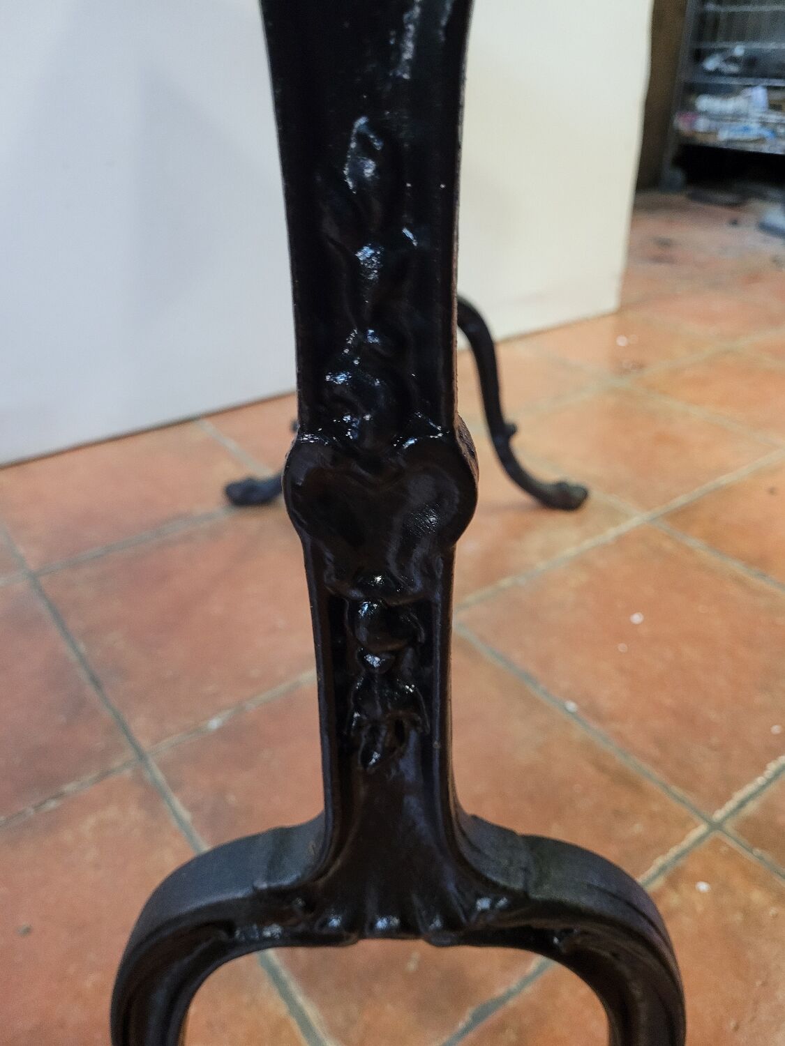 Old bistro table with oak top