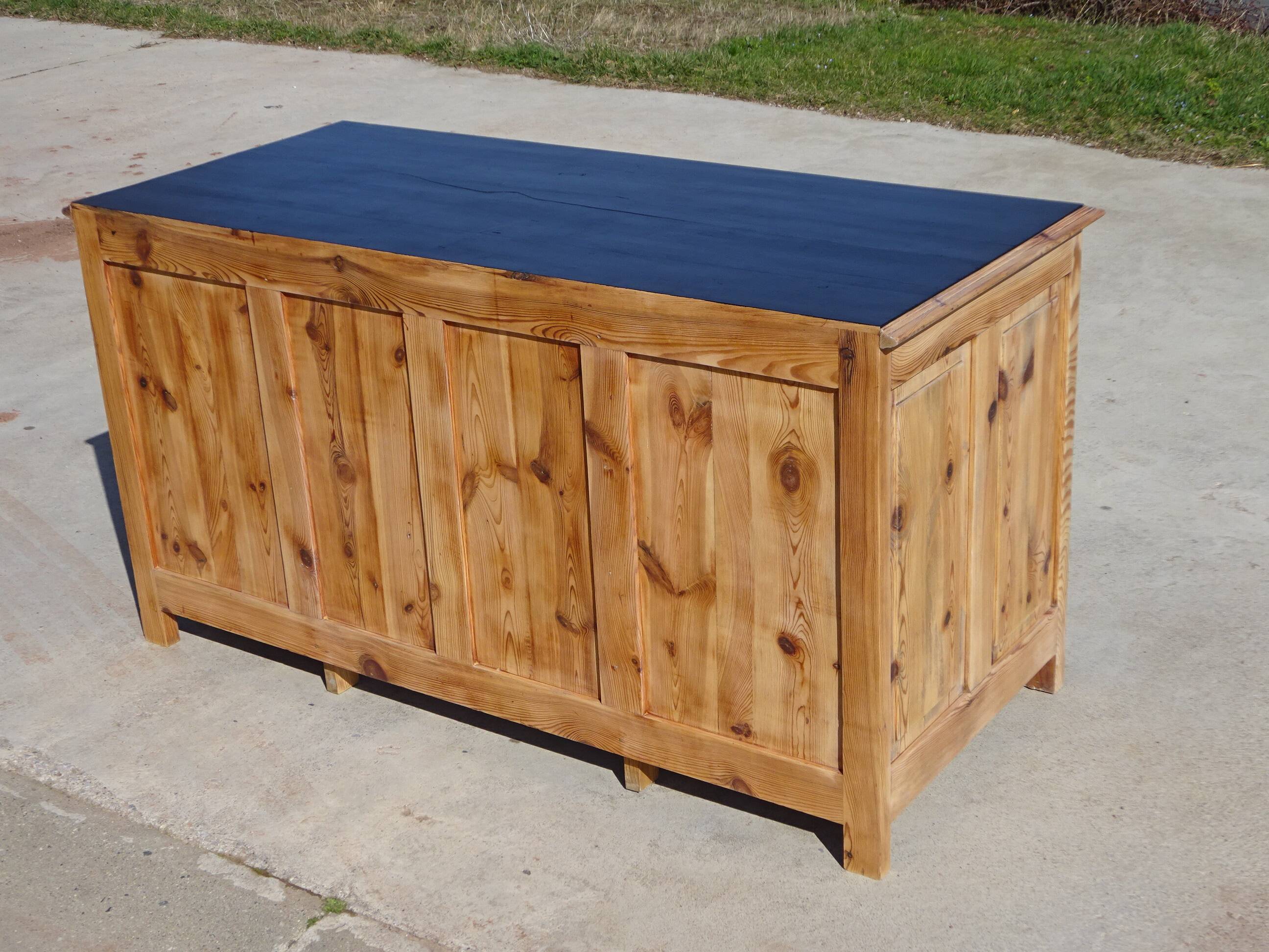 Restored antique pine desk, 9 drawers