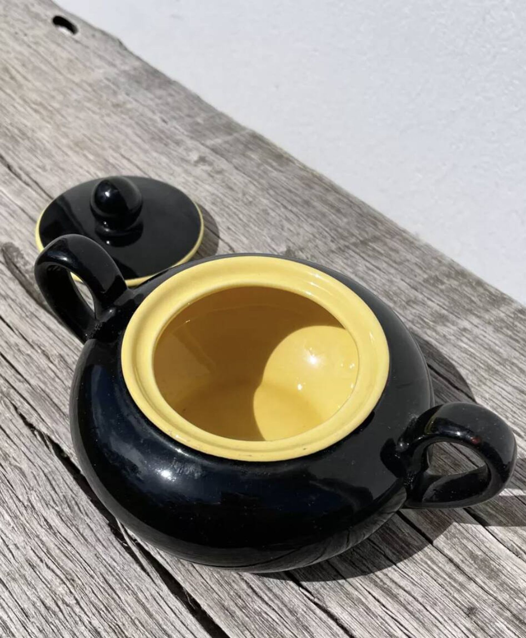 Villeroy & Boch Biarritz black and yellow ceramic sugar and candy dish