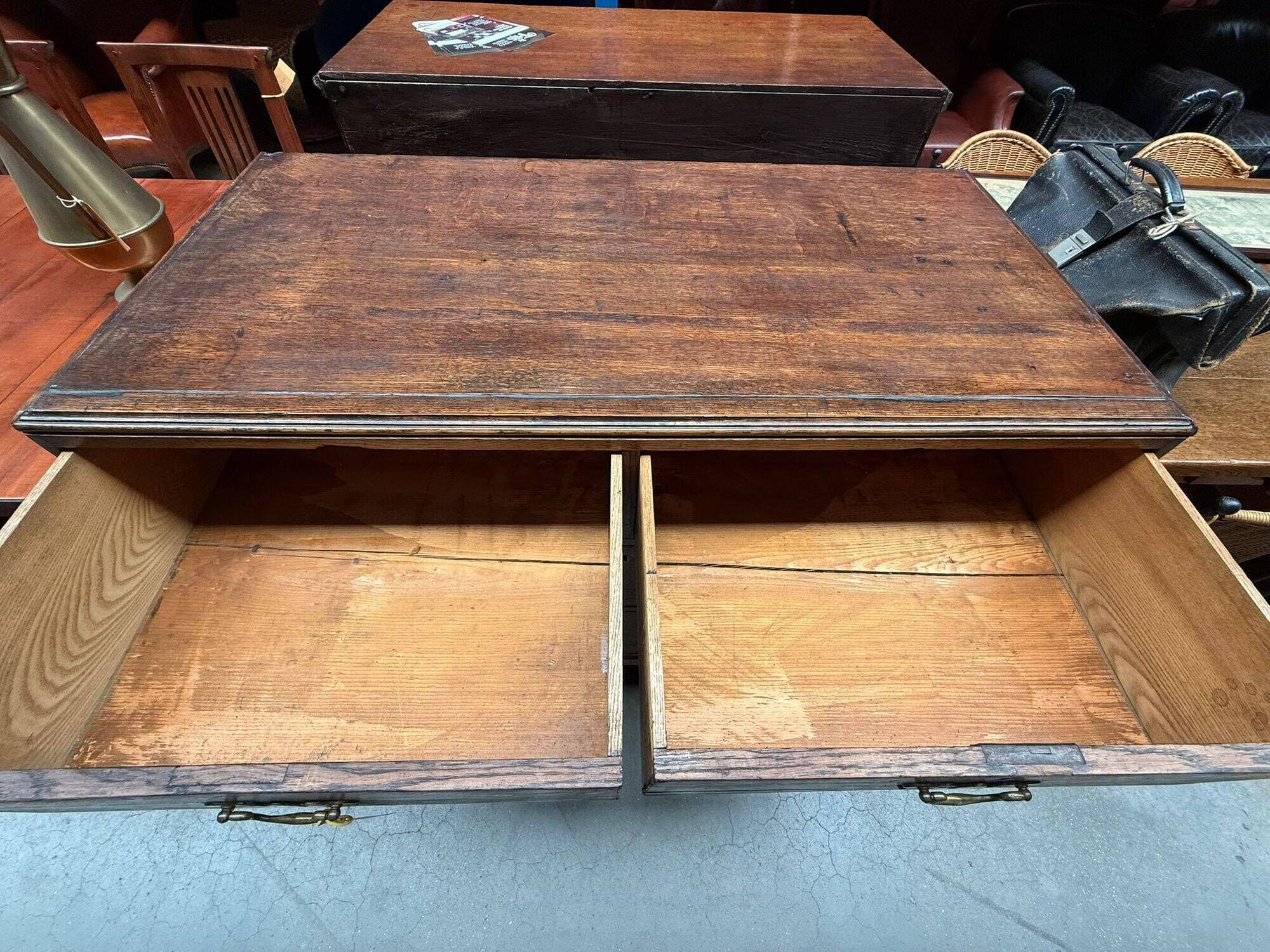 Antique Early 19th-Century English Oak Chest of Drawers/Commode