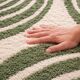 Traditional green and white natural wool rug size 150/250 cm