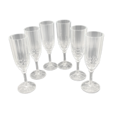 Champagne flutes in worked glass