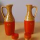 Oil and vinegar service in ceramic and wood