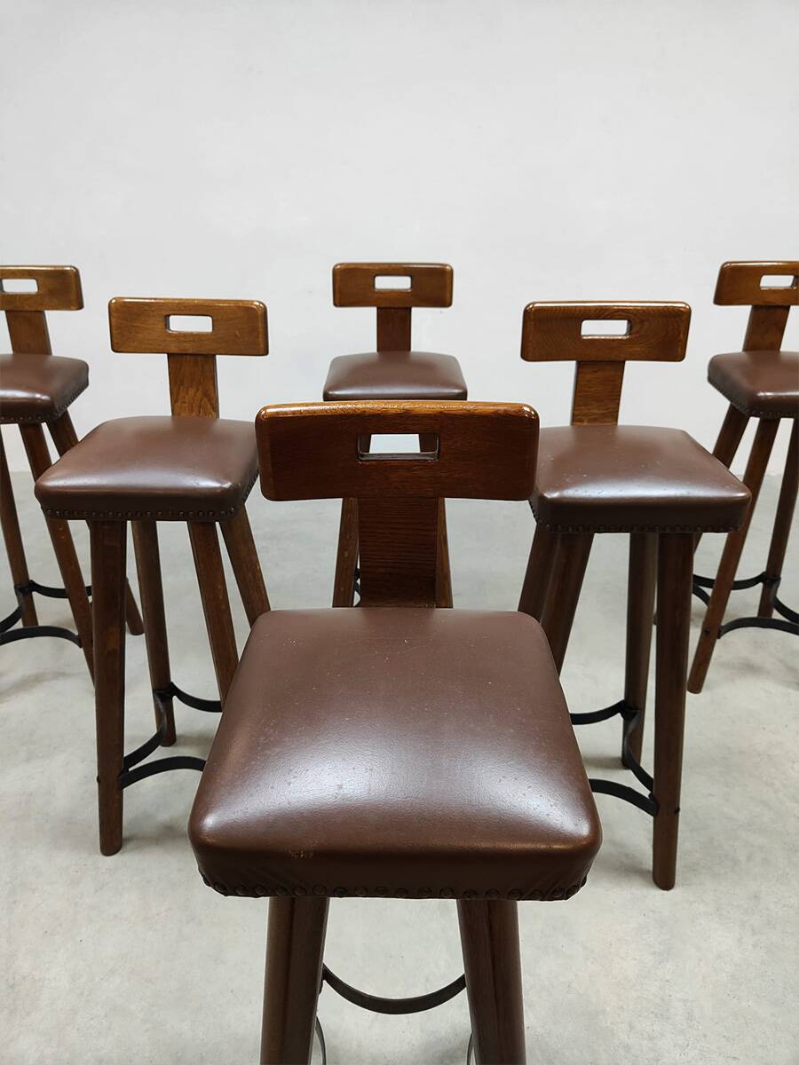 Vintage design 70’s wooden bars tools T-back Brutalist