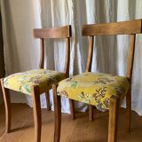 2 chairs in yellow wood fabric pierre frey