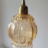 Duo of amber molded glass pendant lights