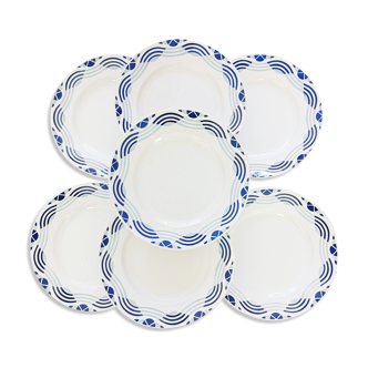 Lot de 7 assiettes plates Moulin des Loups Serpentin