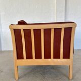 VINTAGE DANISH MID CENTURY DARK COGNAC LEATHER 2 SEATER STOUBY SOFA