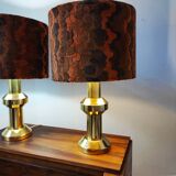 Pair of large vintage 1970s brass living room lamps