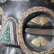 Masque Lune Africain Att. Luba/Baluba, Congo RDC, bois sculpté, perles