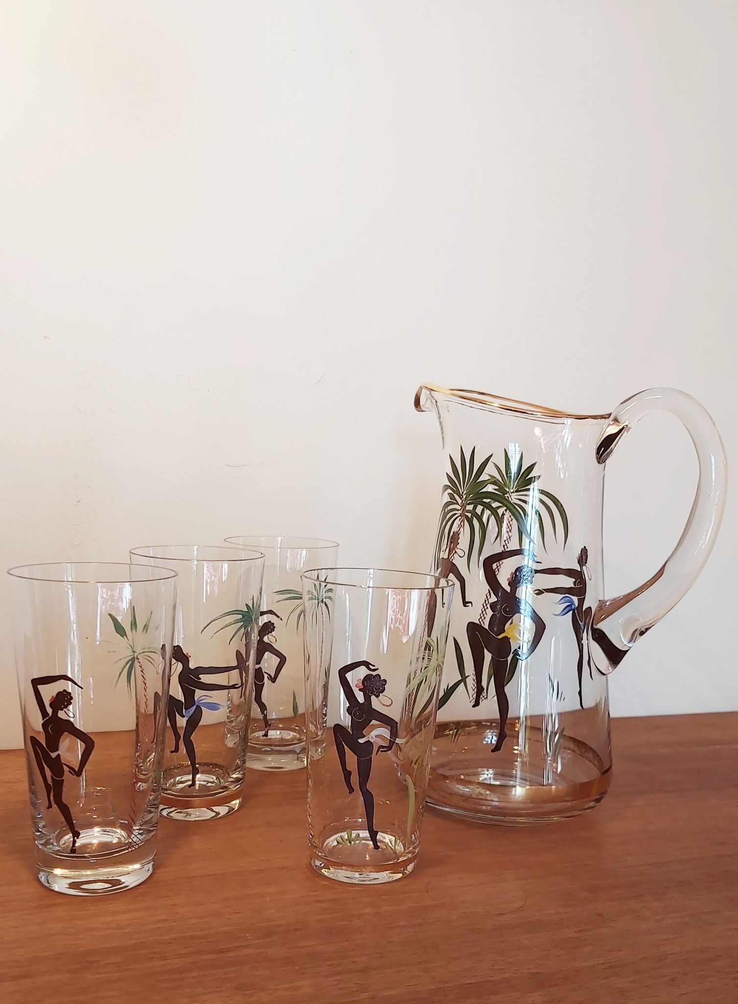 Set carafe and 4 crystal glasses Villeroy & Boch 1950