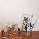 Set carafe and 4 crystal glasses Villeroy & Boch 1950