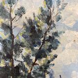 Landscape with poppies, oil on panel, Henry d'Avesnes (1907-1999)