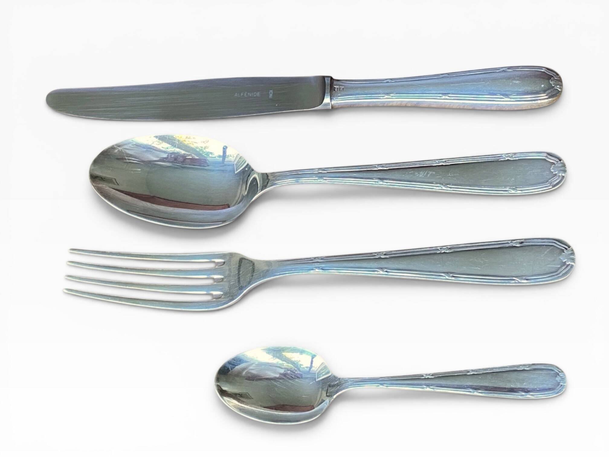 Alfenide Christofle silver-plated cutlery set - 48 pieces Rubans model