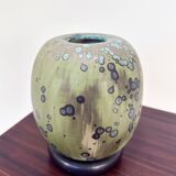 Glazed ceramic art vase with standing ceramic ring by Hanne Wydra-Jantz, Germany 1980