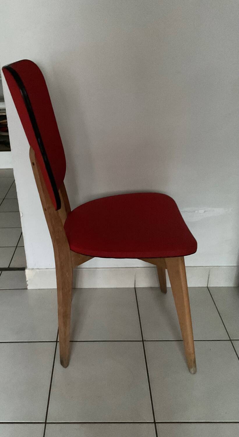 Chaise similicuir rouge années 70