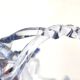 Vintage 1920s blue pressed-moulded glass bowl dish defect