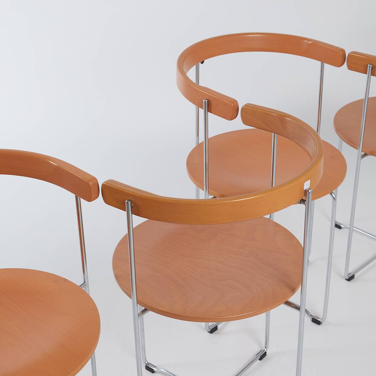 Set of 4 soley chairs in wood and chrome, valdimar hardarson for kusch+