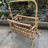 Vintage rattan magazine holder