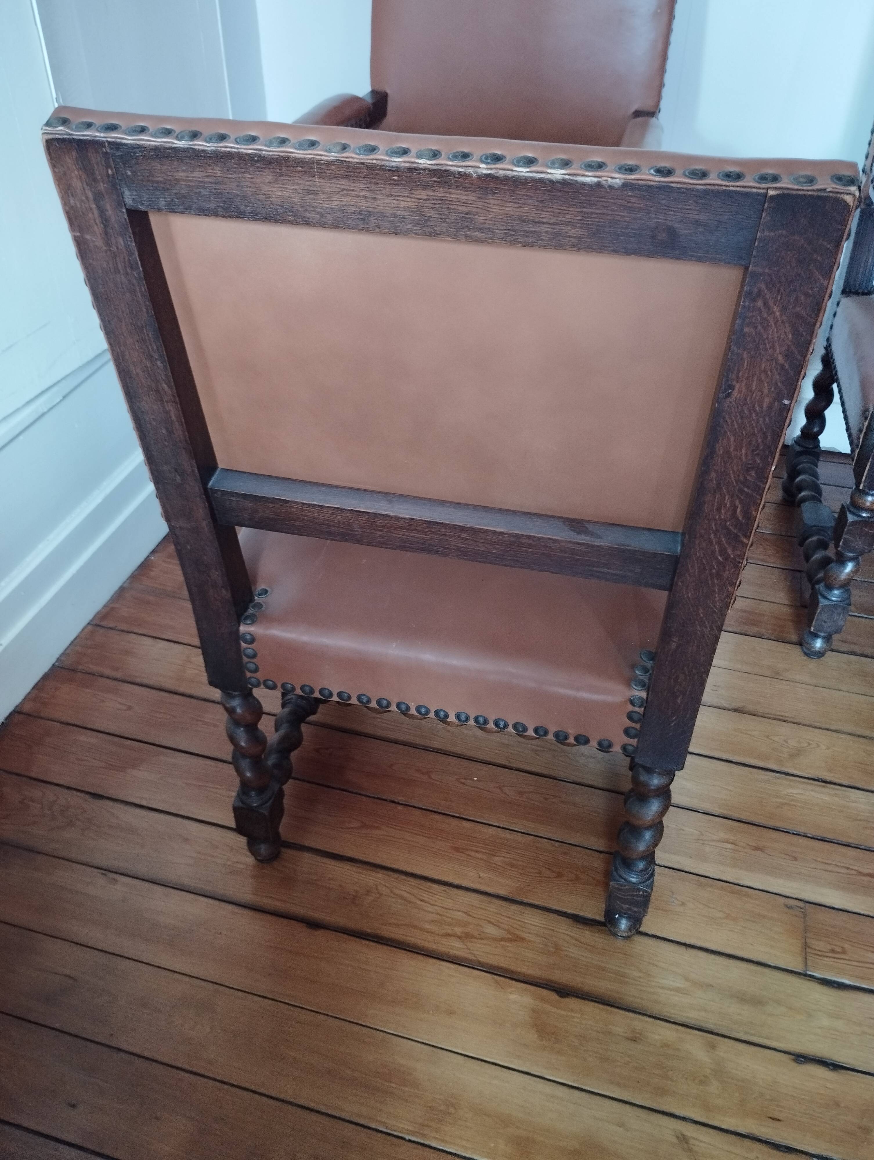 3 Louis XIII style armchairs