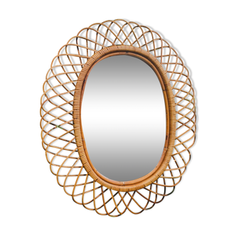 Large Italian rattan mirror 50's