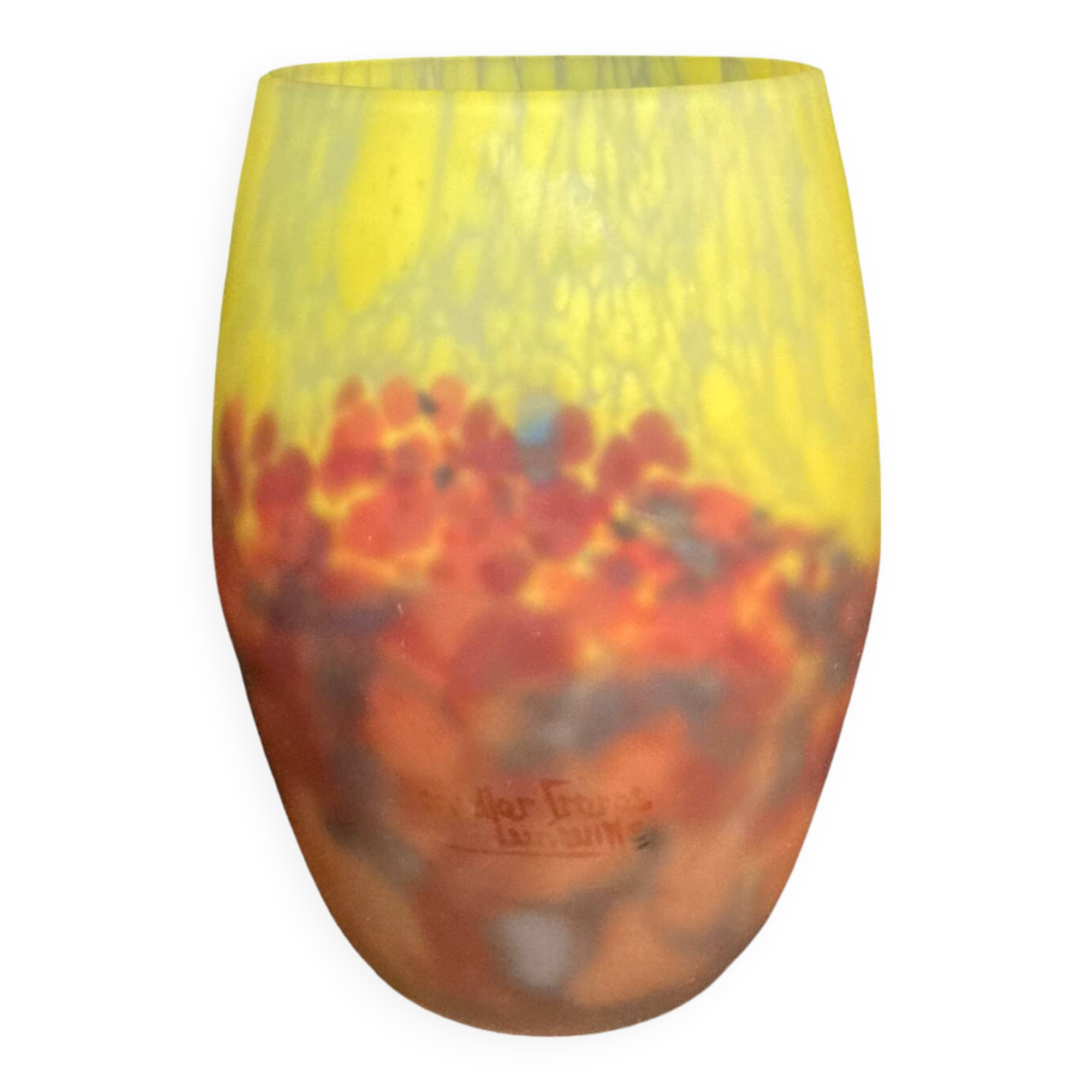 Art déco, vase en verre marmoréen muller frères vers 1930