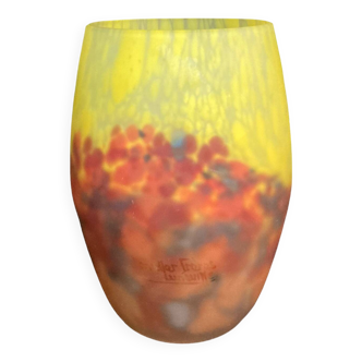 Art Deco, marbled glass vase by Muller Frères circa 1930