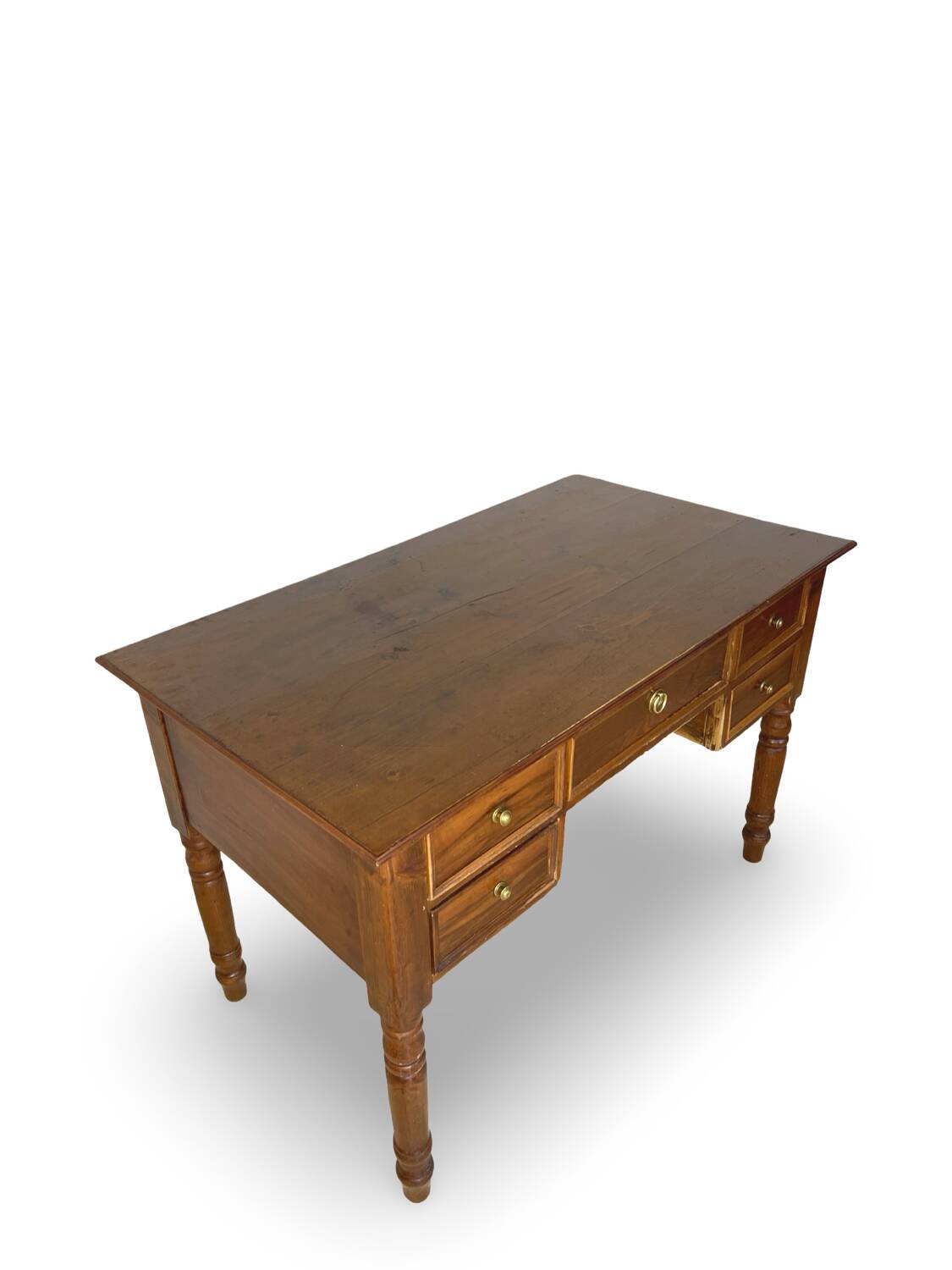 Italian pine wood centre writing desk from the 1960s, a reproduction o