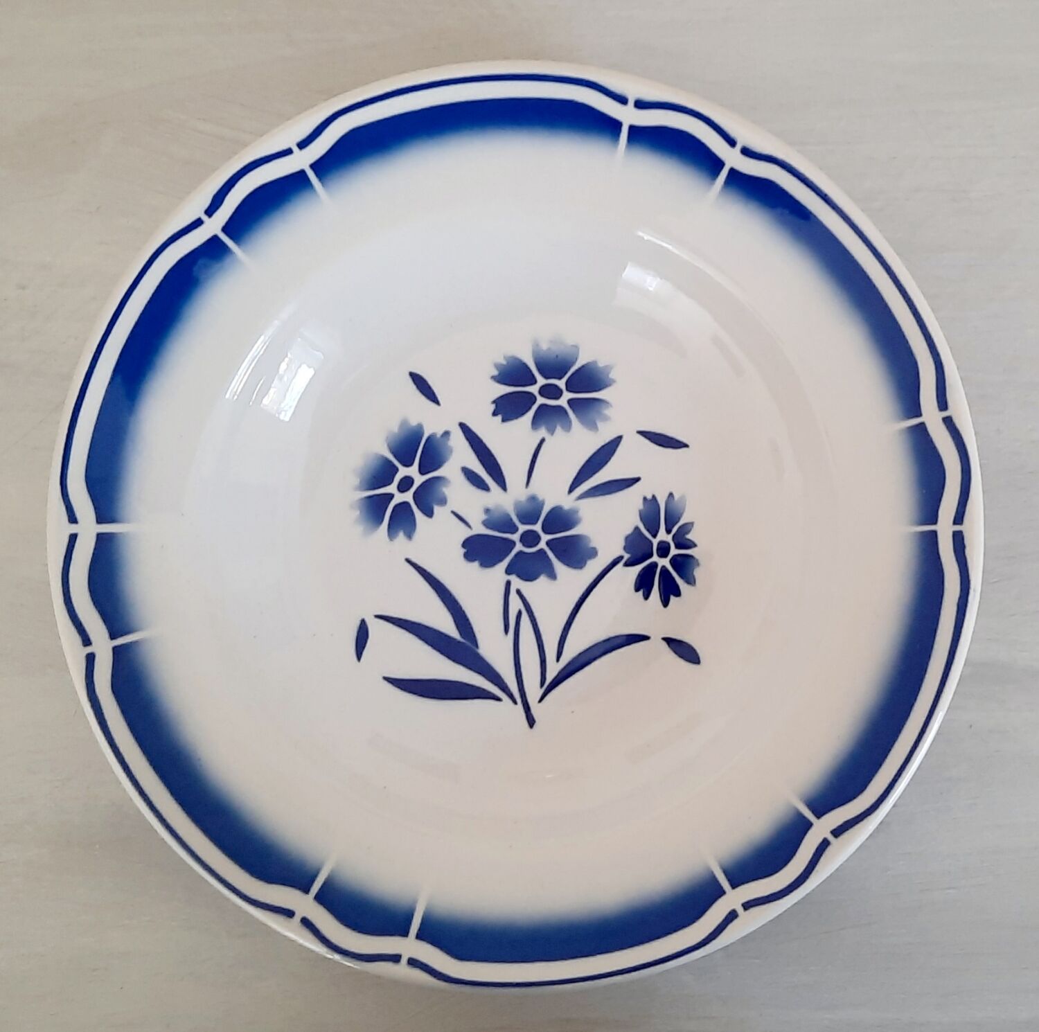 Hollow earthenware plates fb Badonviller décor vintage blueberries