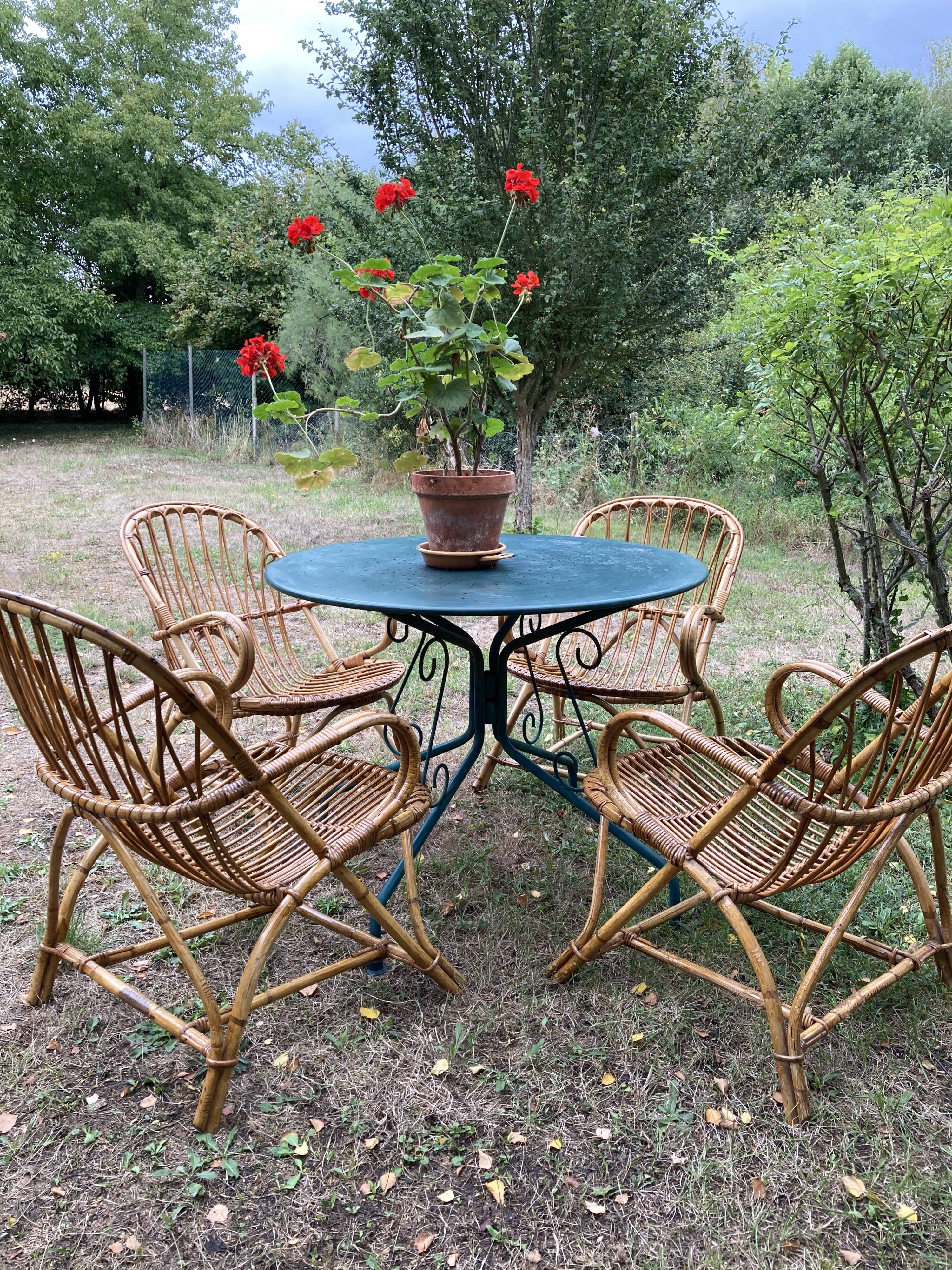 Lot de 4 fauteuils adultes en rotin