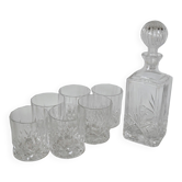 ensemble composé d'une carafe à whisky et de 6 verres en cristal 1970