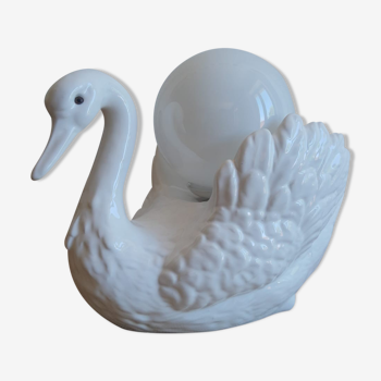 Vintage opaline globe bedside swan lamp