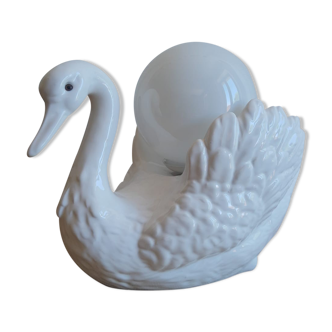 Lampe cygne à poser de chevet globe opaline vintage