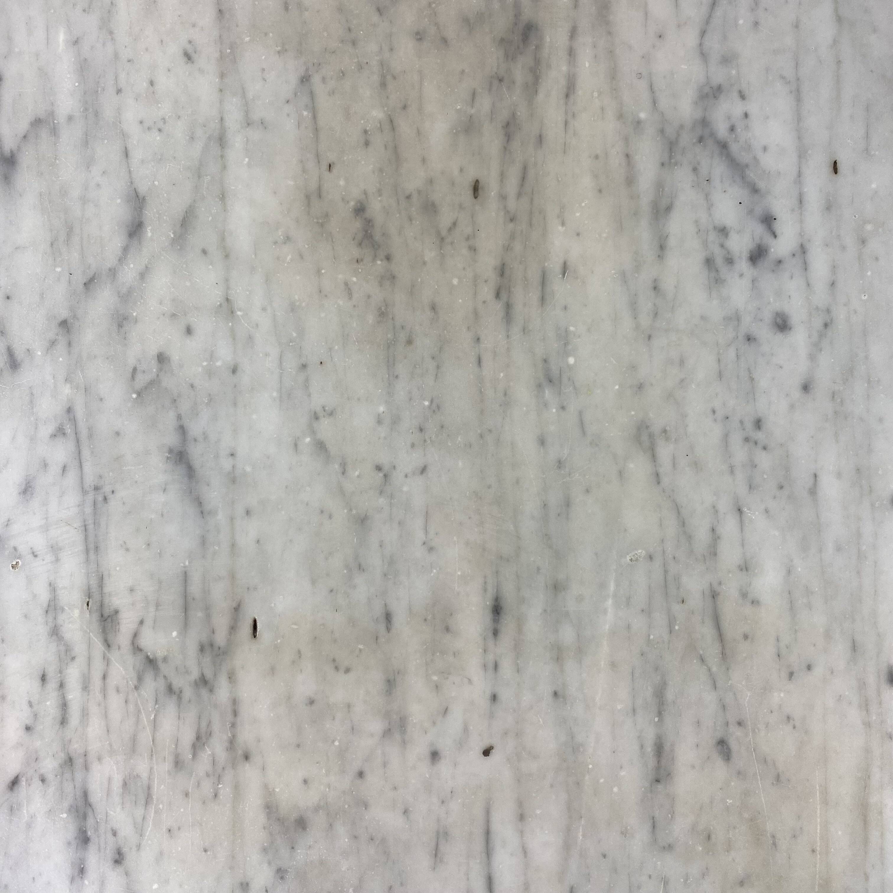 Set of two bistro tables in marble and wrought iron