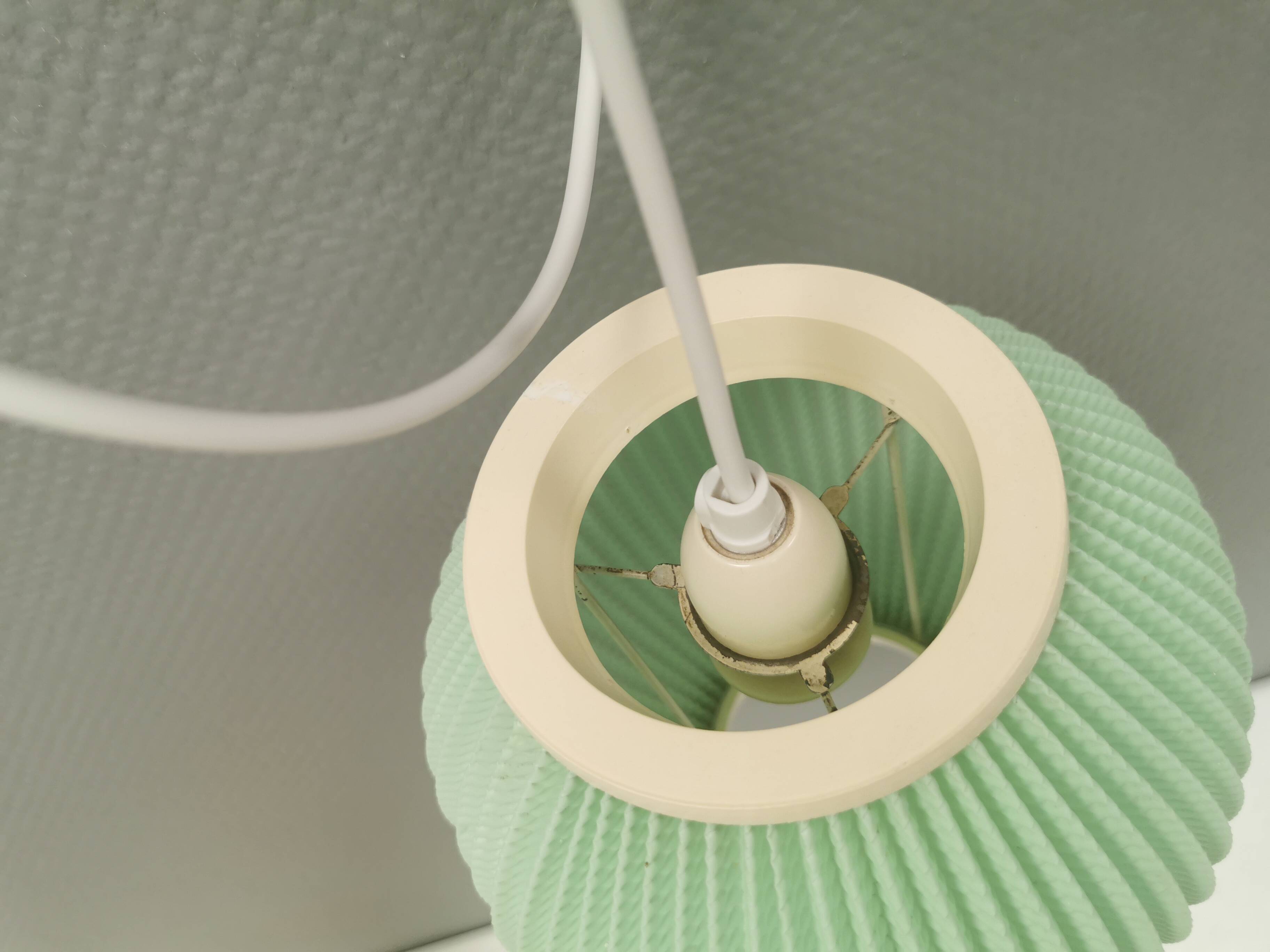 Danish pleated hanging lamp, Pearl Shade, produced by Hoyrup Light and designed by Lars E Schiøler