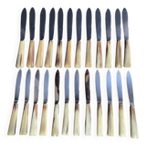 Box of 12 large and 12 small horn handle knives – Art Deco