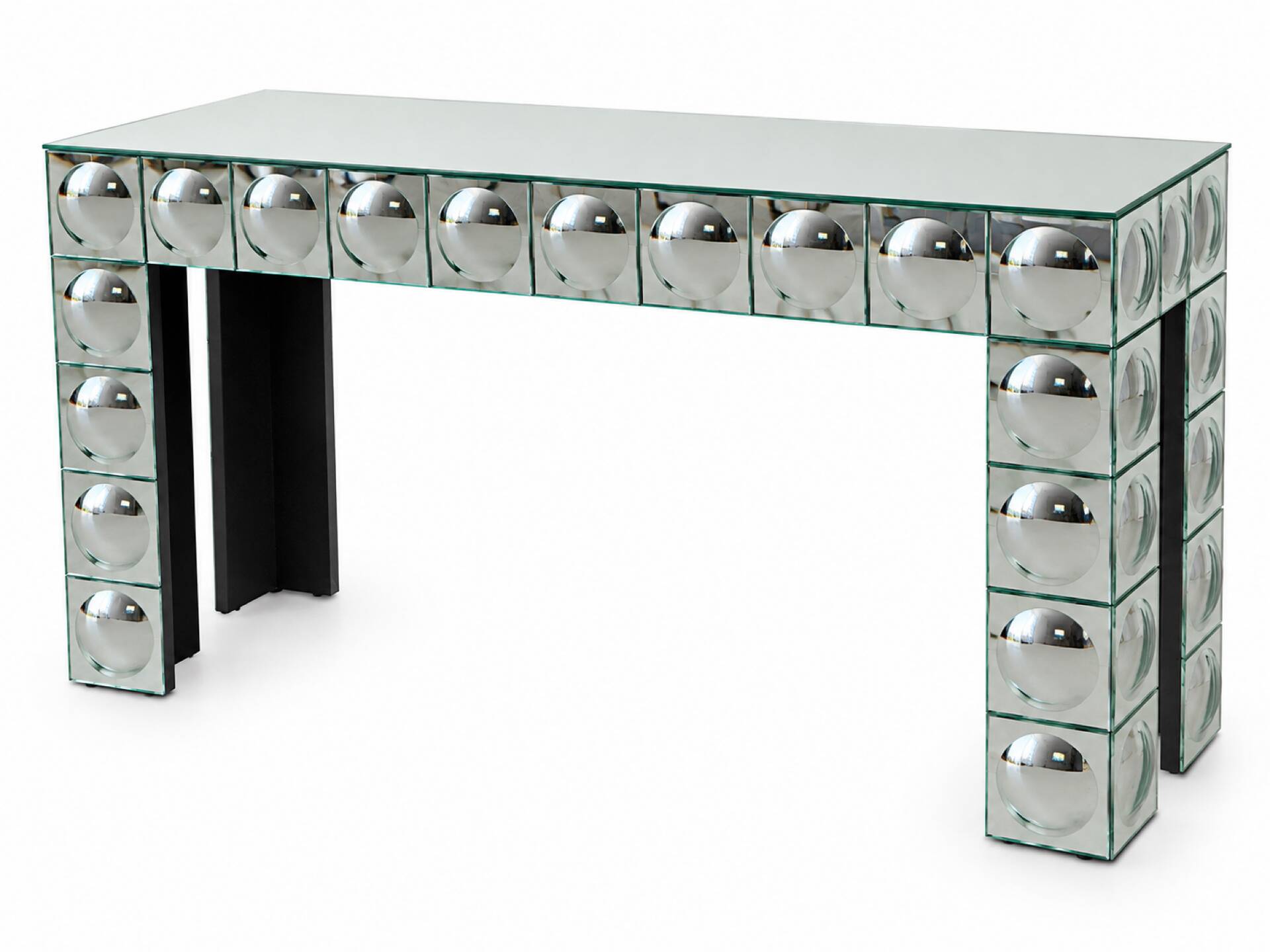 Console table en verre carreaux de miroir bombe argenté table d’entrée