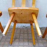 Modern Swedish set of 4 pine dining chairs.