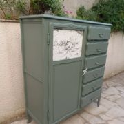 Armoire ancienne Green Smoke – Toile de Jouy .