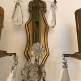 Pair of bronze wall light  with 1950 glass stamps