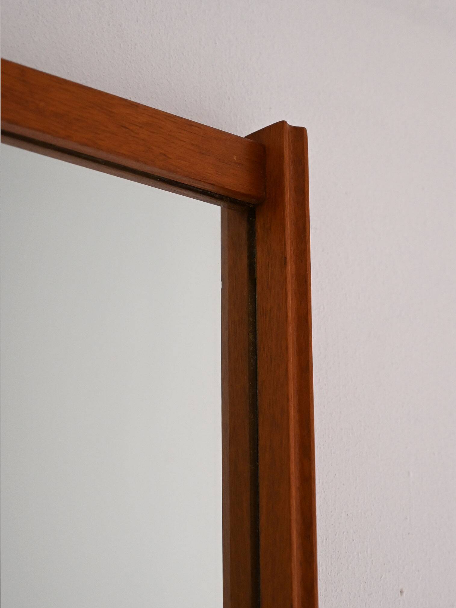 Vintage Scandinavian Teak Mirror with Grooved Frame