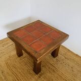 Red tile table signed