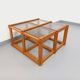 Vintage square coffee table in pine and smoked glass from the 70s and 80s.