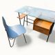 Modernist office – Azzano Frères – designed by Jacques Hitier – Oak, glass and felt