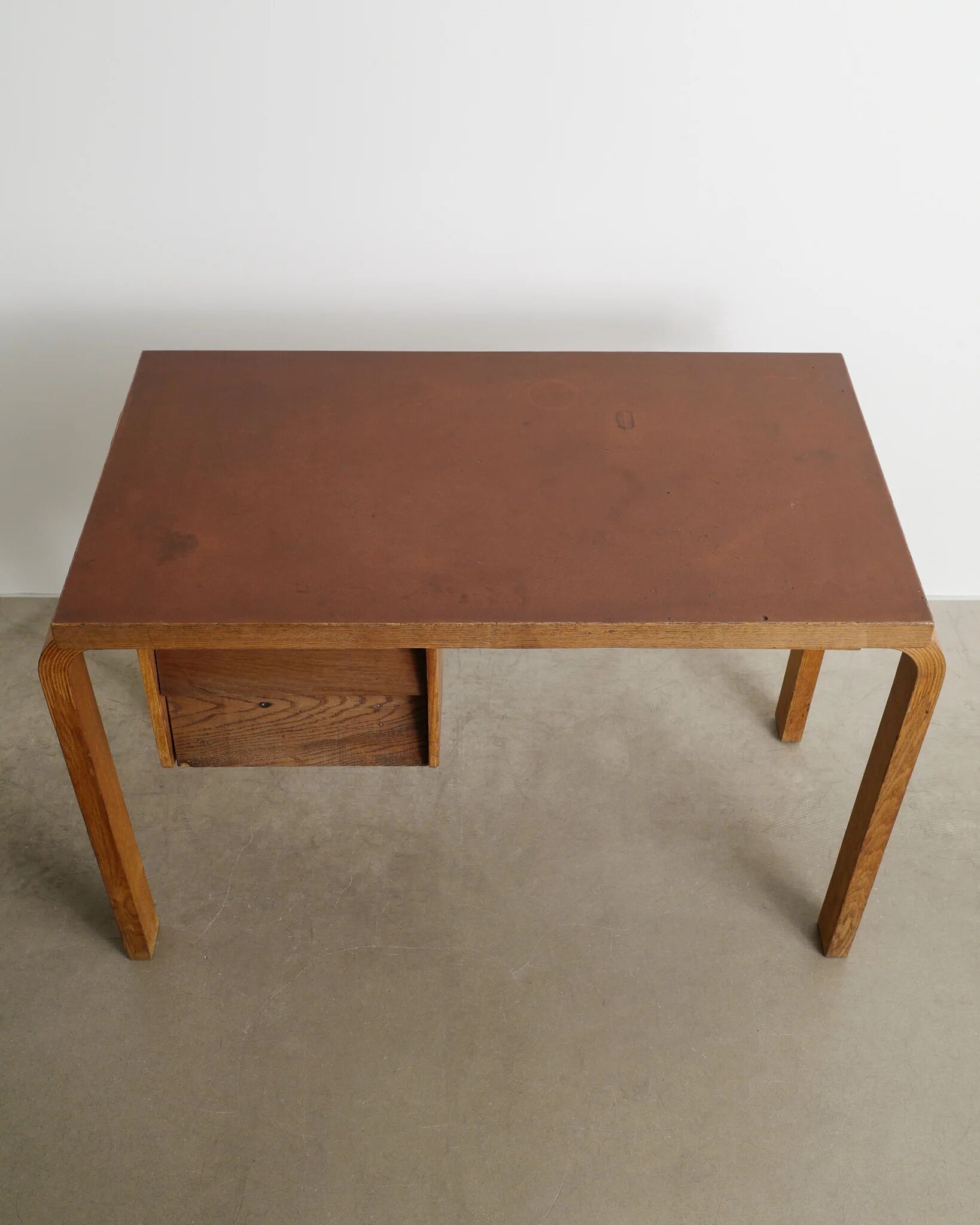 Early Vintage Finnish Mid Century Alvar Aalto Wooden Desk & Chair, 1940s
