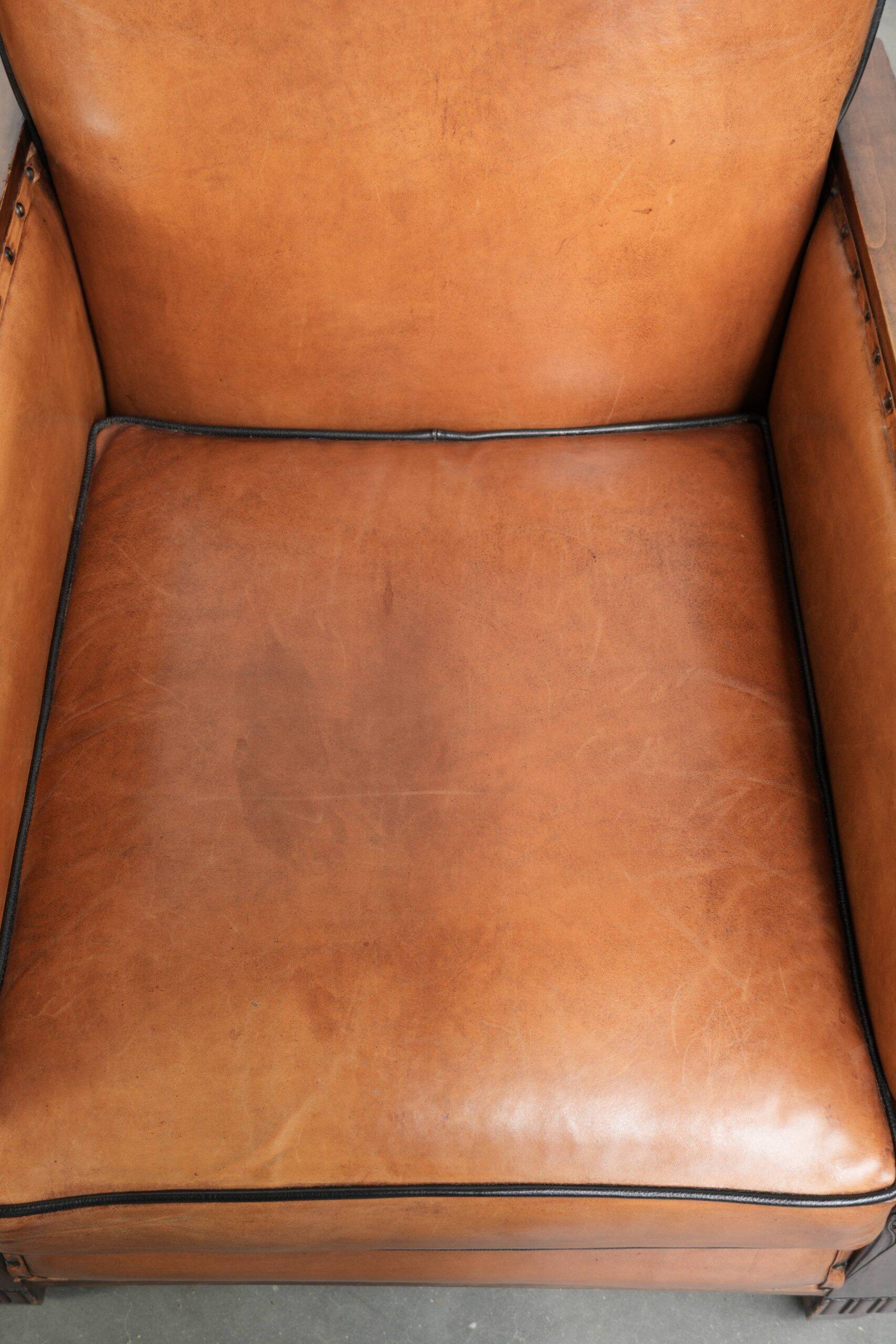 Unique set of two beautiful sheepskin art deco armchairs