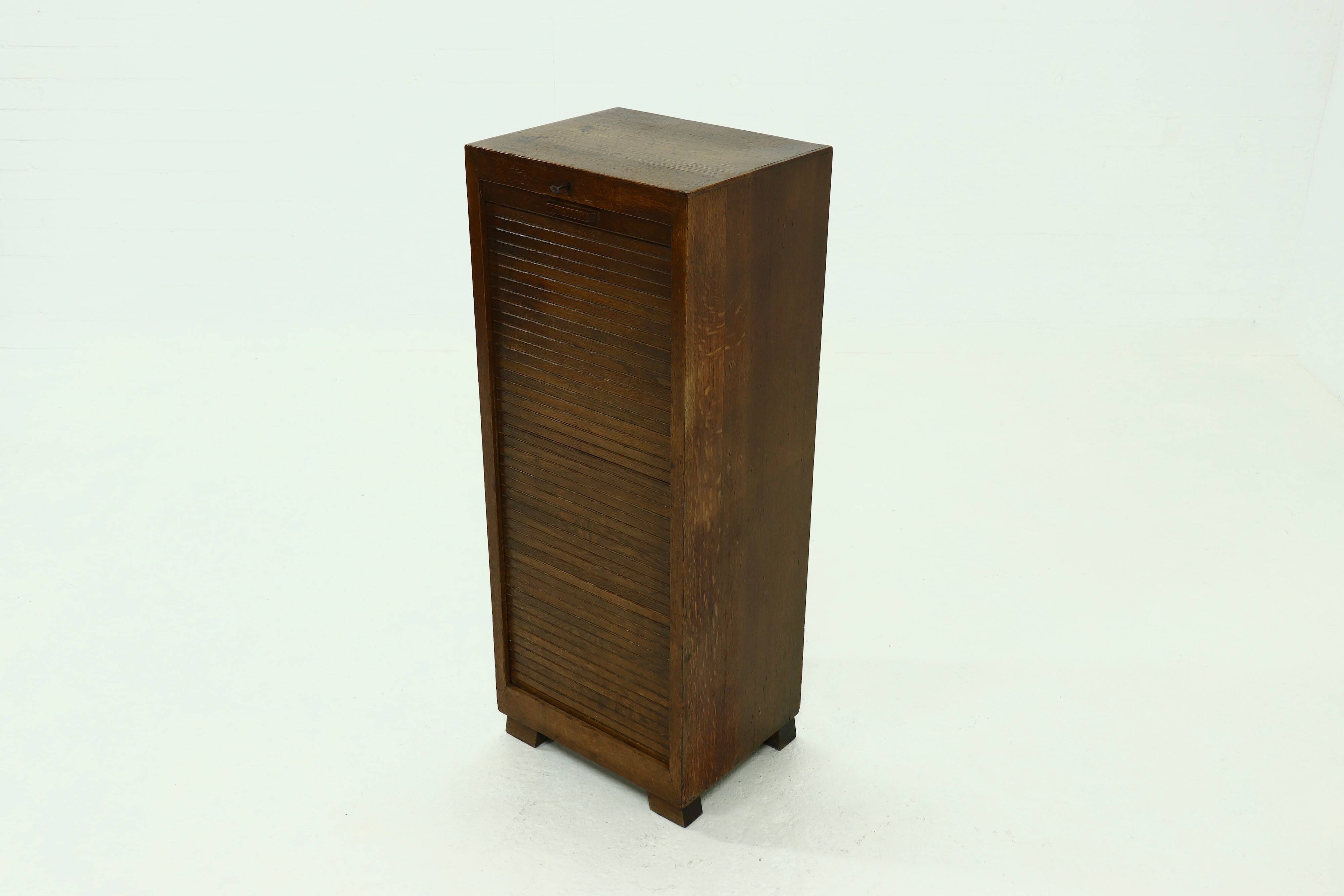 Amsterdam School Art Deco Tambour Door Cabinet 1920s