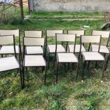 Set of 10 school chairs years '70 white
