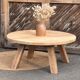 Antique round coffee table in raw solid oak.